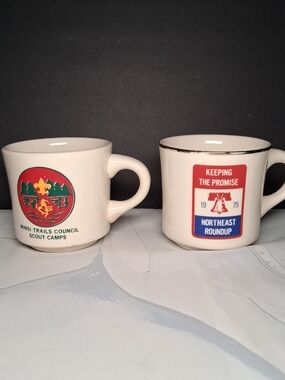VINTAGE BOY SCOUTS MUGS keeping the promise  alive 1975 & minsi trails council